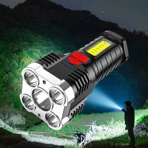 5-Pack Super Bright Rechargeable LED Flashlights - Multi-Functional Camping Flashlights & Table Lamps, High-Lumen Outdoor Lighting for Emergencies, Hiking & Power Outages