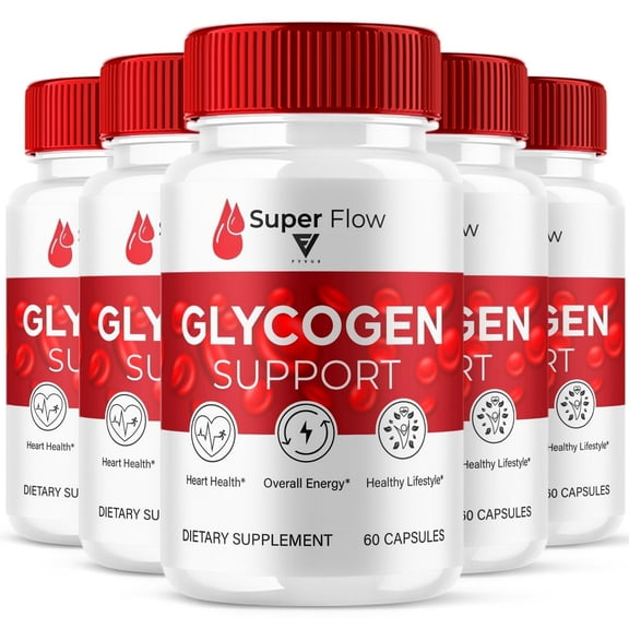 (5 Pack) Super Flow Capsules, Super Flow Pills for Glycogen and Overall Wellness Support Advanced Formula Reviews (300 Capsules)