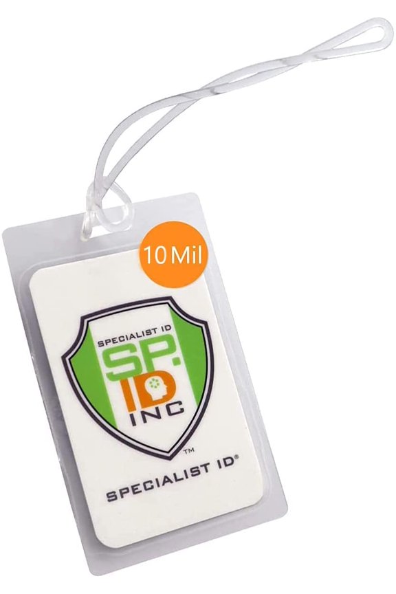 5 Pack - Super Heavy Duty 10 MIL Laminating Luggage Tag Pouches - Clear 2 ½ X 4 ¼ Inch Sheets - Hot Thermal Laminate Pouch Bag Tags Kit w/Slot Hole & 6" Loops - Business Card, Badge by Specialist ID