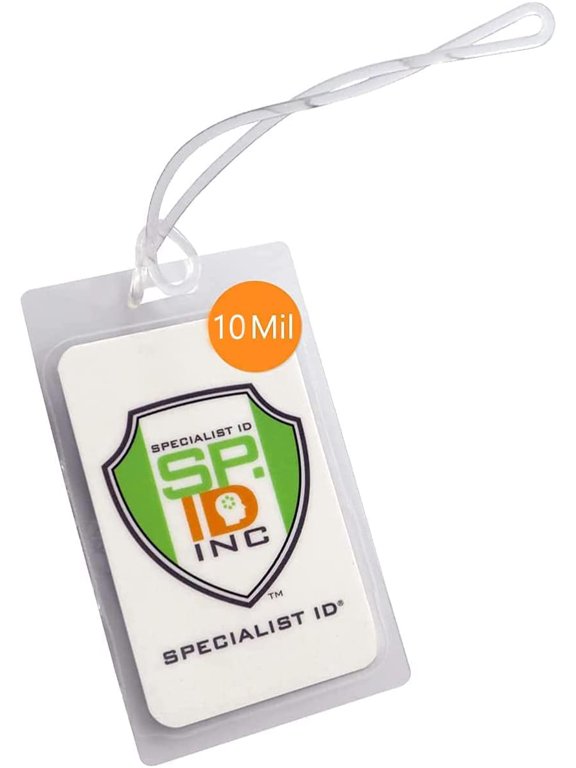 5 Pack - Super Heavy Duty 10 MIL Laminating Luggage Tag Pouches - Clear 2 ½ X 4 ¼ Inch Sheets - Hot Thermal Laminate Pouch Bag Tags Kit w/Slot Hole & 6" Loops - Business Card, Badge by Specialist ID