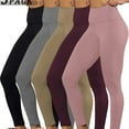 thumbnail image 1 of 5 Pack Super Soft Leggings for Women, High Waisted Tummy Control No See Through Workout Yoga Running Pants Leggings, 1 of 5