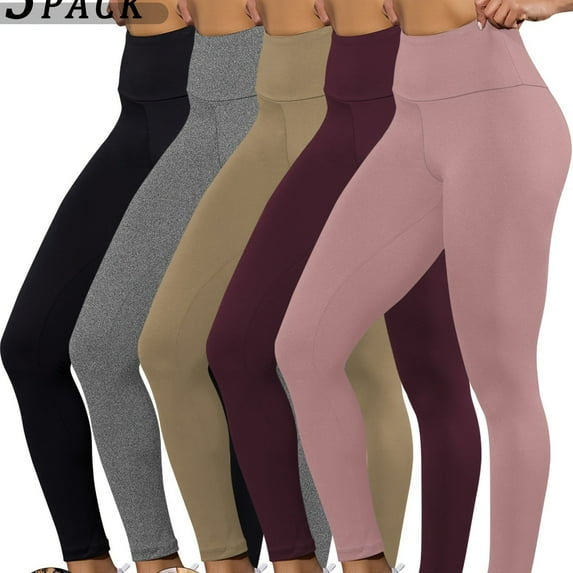 5 Pack Super Soft Leggings for Women, High Waisted Tummy Control No See Through Workout Yoga Running Pants Leggings