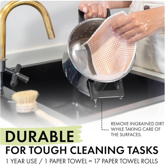 5 Pack Swedish Dishcloths for Kitchen - 100% Biodegradable & Compostable | Reusable Paper Towels Washable, Food-Safe & Without Plastic - Dish Rags Suitable for Any Surface | Scandi Design