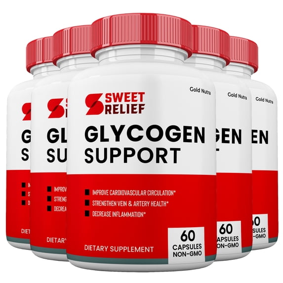 (5 Pack) Sweet Relief Glycogen Control Capsules, All-Natural Blood Support, Blood Vessel Supplement