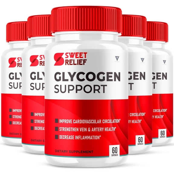 (5 Pack) Sweet Relief Glycogen Support and Joint Relief Advanced Supplement Blood Vessel Relief Sweet Releaf (300 Capsules)