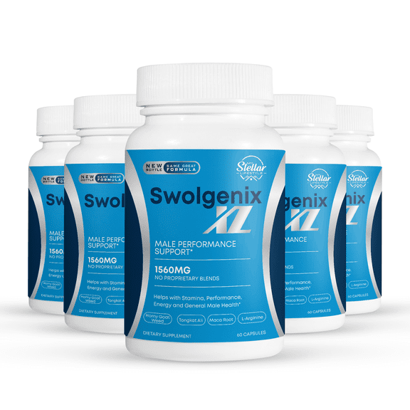 5 Pack Swolgenix XL, male performance support-60 Capsules x5