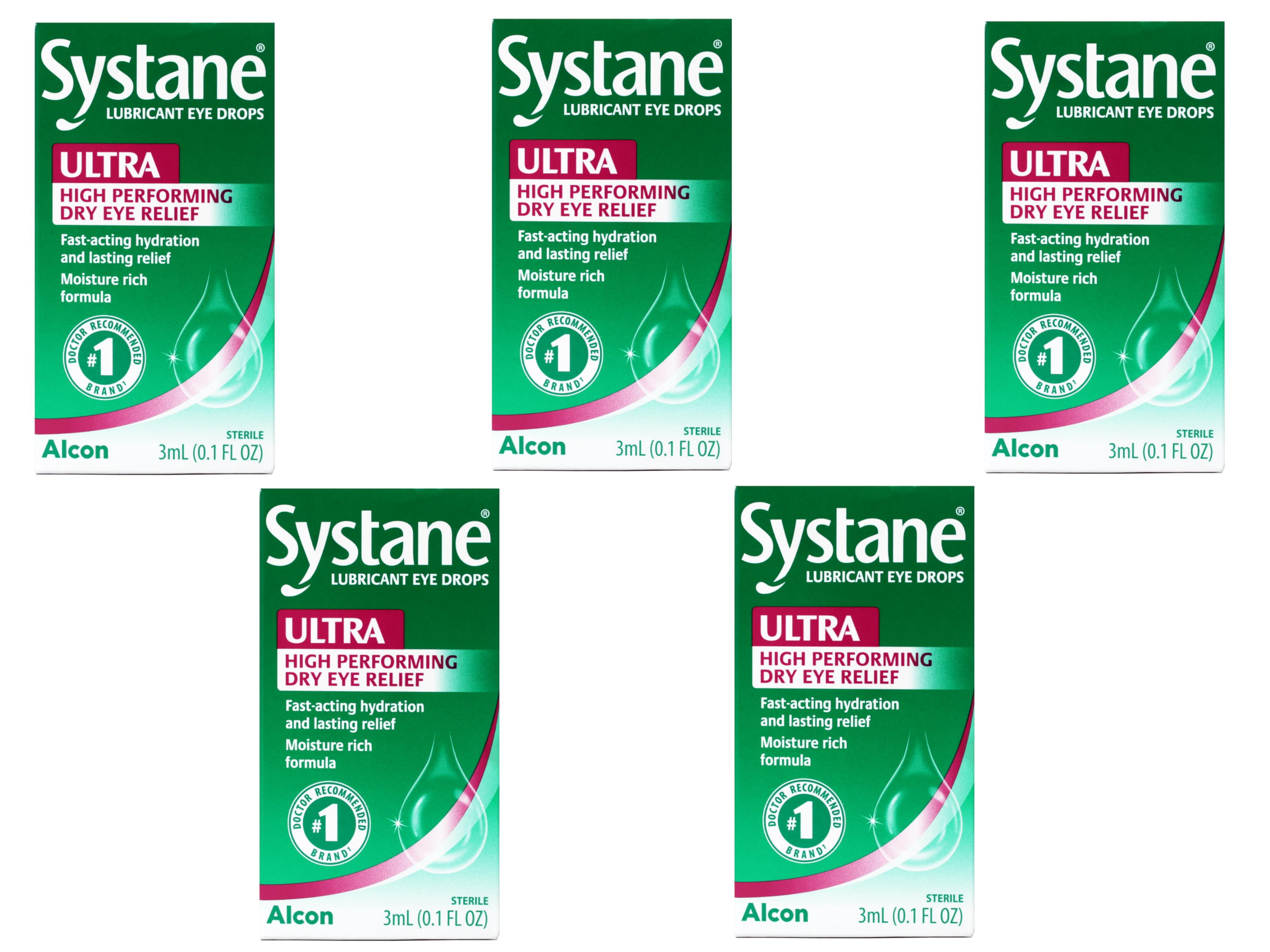 5 Pack - Systane Lubricant Eye Drops Ultra High Performing Dry Eye Relief, 3ml (0.1 fl oz)