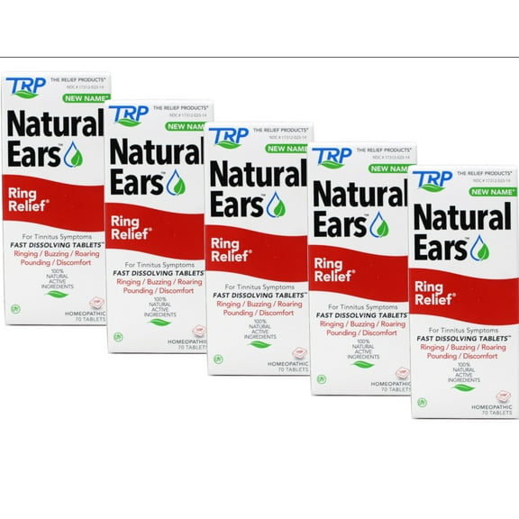 5 Pack - TRP Natural Ears Ring Relief for Tinnitus Symptoms, Fast Dissolving Tablets, 70 count