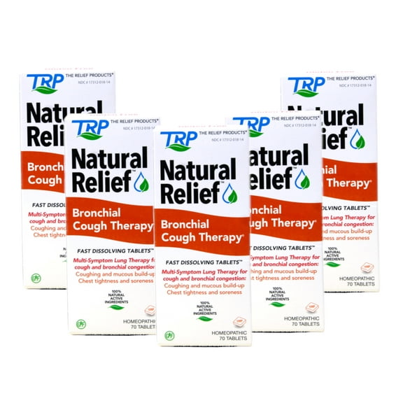 5 Pack - TRP Natural Relief Bronchial Cough Therapy Fast Dissolving Tablets, 70 count