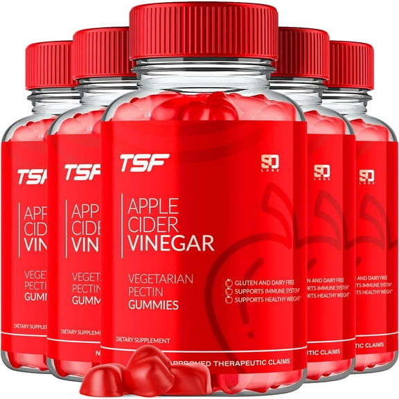 (5 Pack) TSF Keto Gummies - Apple Cider Vinegar Supplement for Energy & Focus - Dietary Supplement Gummies with Apple Cider Vinegar Folate Vitamin B12 B6 Beet Root (300 Gummies)