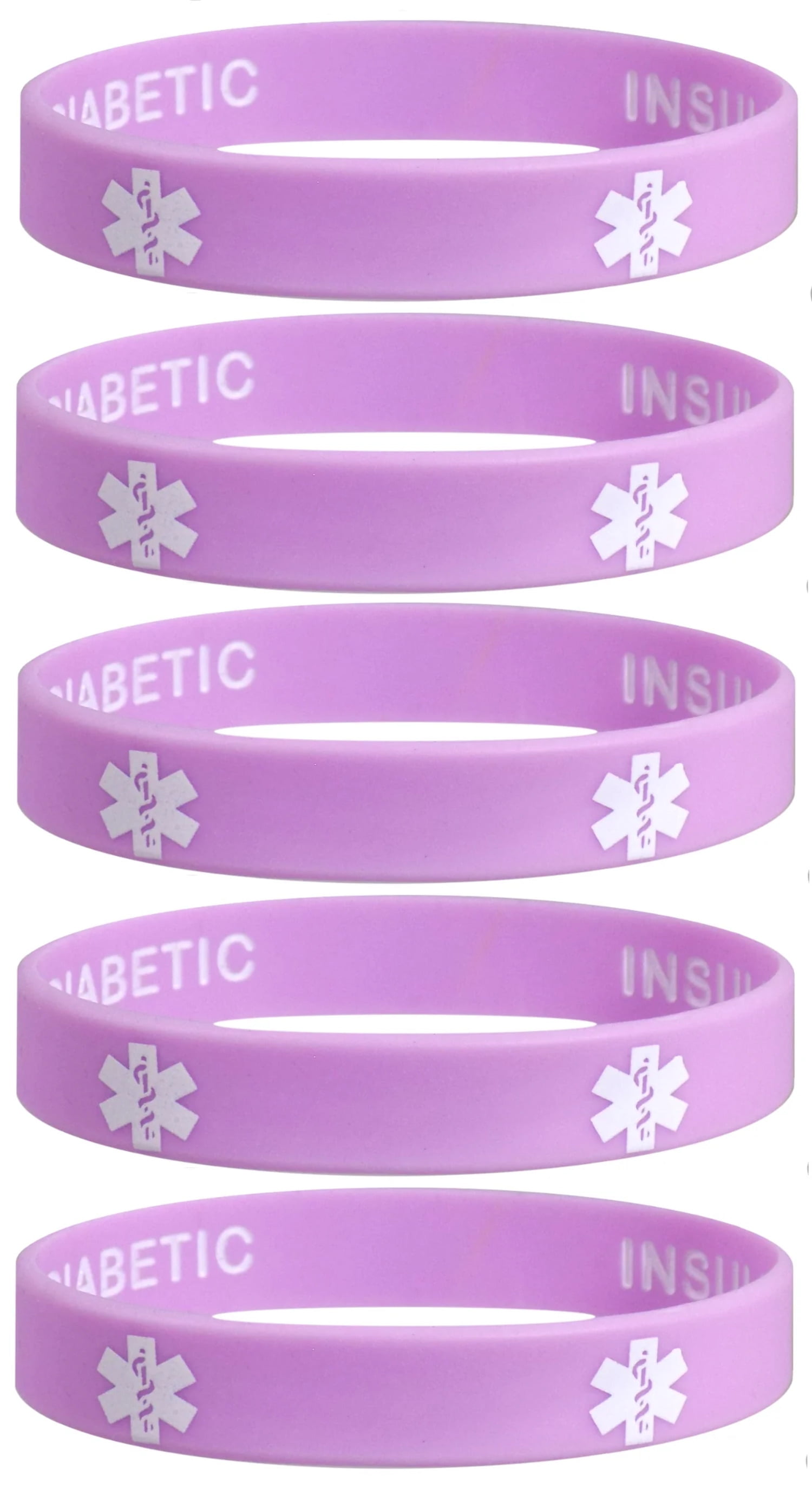 5 Pack - TYPE 1 DIABETIC INSULIN DEPENDENT Silicone Wristbands Privacy ...