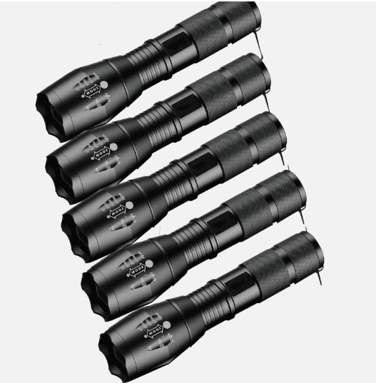 5 Pack Tactical 18650 Flashlight High Powered, 5 Modes Zoomable Aluminum LED Flashlights