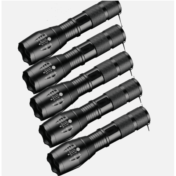 5 Pack Tactical 18650 Flashlight High Powered, 5 Modes Zoomable Aluminum LED Flashlights