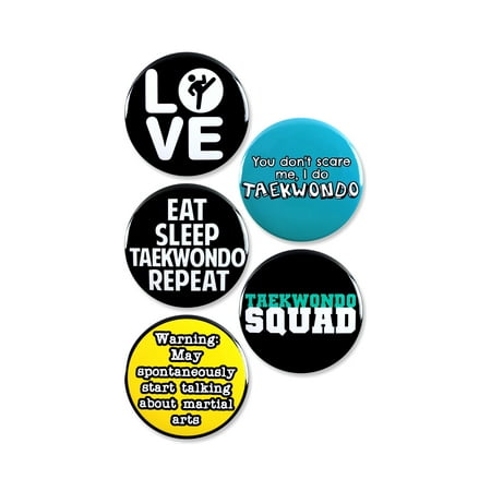 5 Pack - Taekwondo Martial Arts Sport Pinback Buttons - 2.25 Inch