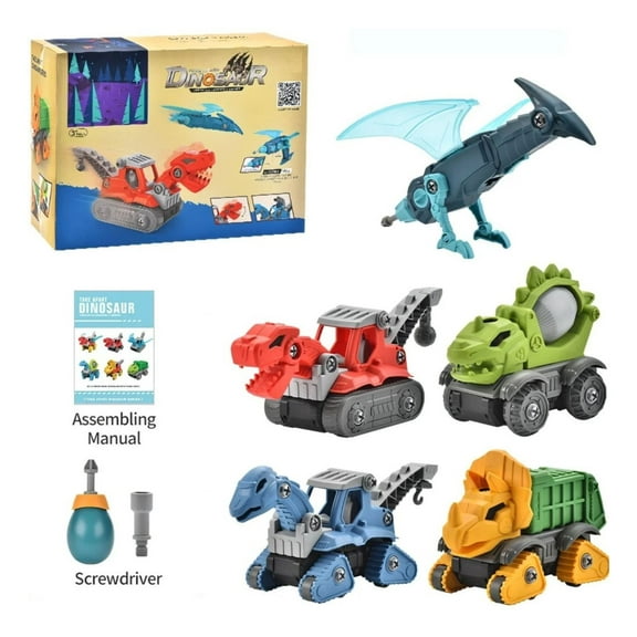 5 Pack Take Apart Dinosaur Set with Electric Drill, Construction Building Toy for Boys, Ideal Xmas Birthday Gift