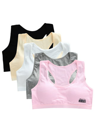 Cczmfeas Girl's Cotton Cami Bra with Removable Padding Teen Small Vest  Design 5 Pack