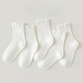 thumbnail image 1 of 5 Pack Teens Boys & Girls Crew Socks Cotton Solid Color Breathable Multipack Loungewear Workout Ankle Sock for 1-15 Years Toddlers Kids, 1 of 3