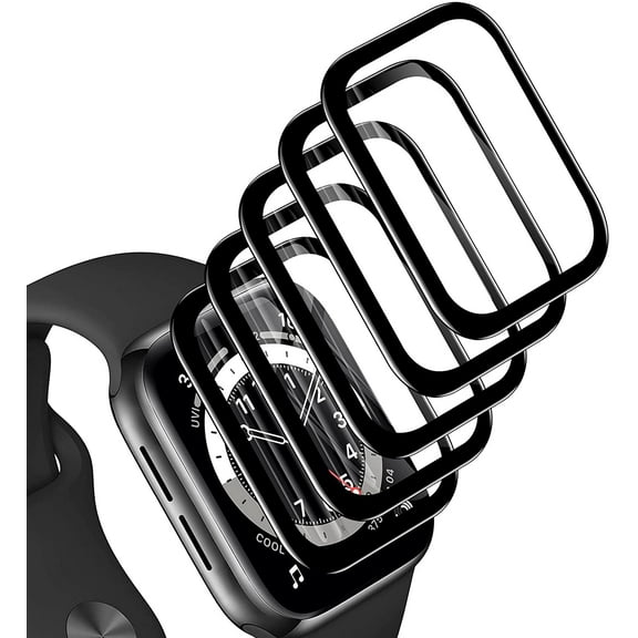 [5 Pack] Tempered Glass Screen Protector Compatible for Apple Watch Series 7 41mm, 3D Full Coverage [Easy Installation Frame] Waterproof Bubble-Free HD Clear Film for iWatch 41mm