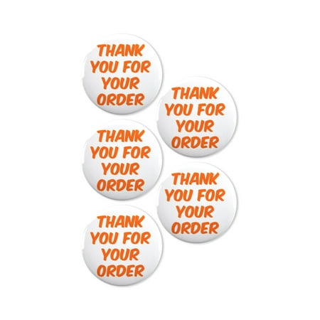 5 Pack - Thank You For Your Order Orange Pinback Buttons - 2.25 Inch