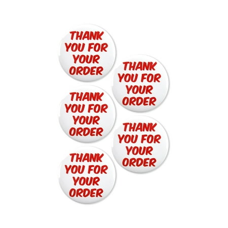 5 Pack - Thank You For Your Order Red Pinback Buttons - 2.25 Inch