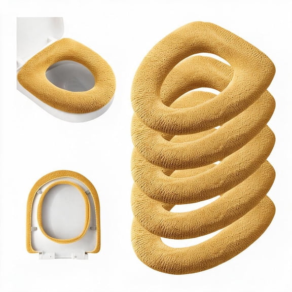 5 Pack Pumpkin Color Soft Thick Toilet Seat Covers, Stretchable Washable Toilet Seat Cushion Pads, Universal Fit for Bathroom Home Household Use