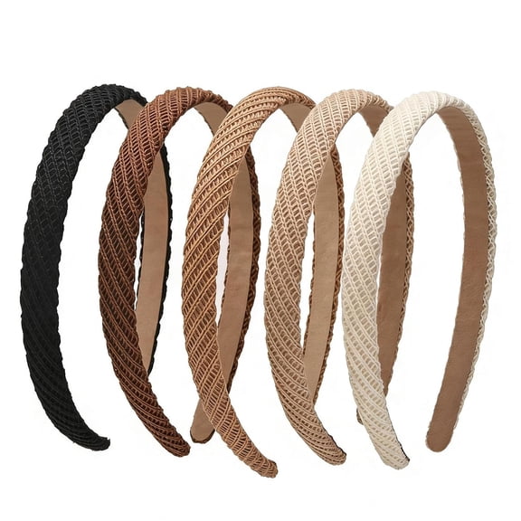 5 Pack Thin Headbands for Women, No Pressure No Headache Comfortable Hairbands Non Slip Skinny Knitted Headbands, Cute Neutral Color Hair Accessories