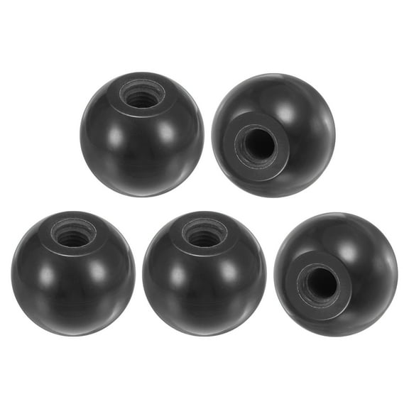5-Pack Threaded Ball Knobs, M10 Female Thread 35mm Dia. Thermoset Phenolic Lever Handle [Black]