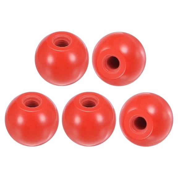 5-Pack Threaded Ball Knobs, M10 Female Thread 35mm Dia. Thermoset Phenolic Lever Handle [Red]