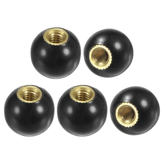 5-Pack Threaded Ball Knobs, M4 Female Thread 12mm Dia. Thermoset Phenolic Brass Insert Lever Handle [Black]