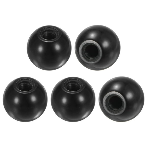 5-Pack Threaded Ball Knobs, M8 Female Thread 25mm Dia. Thermoset Phenolic Lever Handle [Black]