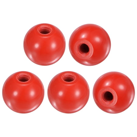 5-Pack Threaded Ball Knobs, M8 Female Thread 30mm Dia. Thermoset Phenolic Lever Handle [Red]