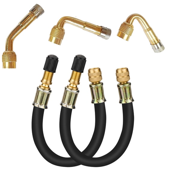 5 Pack Tire Valve Extension, 2Pcs 8.25 Inch Flexible Valve Stem Extenders with Brass 45 90 135 Multi Degree Schrader Tire Valve Stem Extension Adaptor Compatible for RV Bike Motorcycle Car