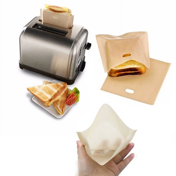 5 Pack Toaster Bags Reusable for Grilled Cheese Sandwich Non-Stick Bread Wraps for Toaster Oven Microwave Grill - Heat Resistant up to 260C Easy Clean Cooking Bag for Pizza Vegetables Home Kitchen