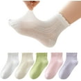 thumbnail image 1 of 5 Pack Toddler Baby Girls Ruffle Socks Summer Mesh Thin Frilly Dress Solid Ankle Socks for 1-8T Kids, 1 of 7