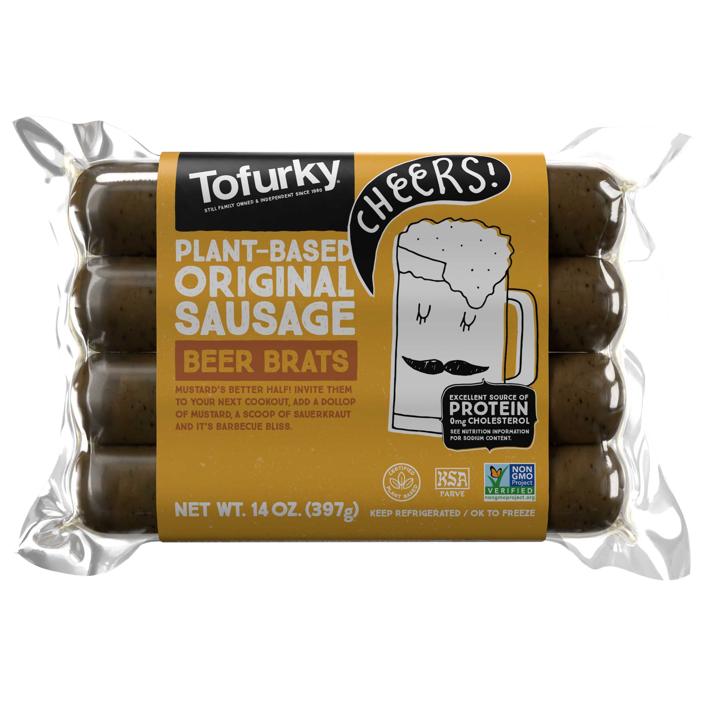 (5 Pack)Tofurky Beer Brats Original Sausage, 14 Ounce