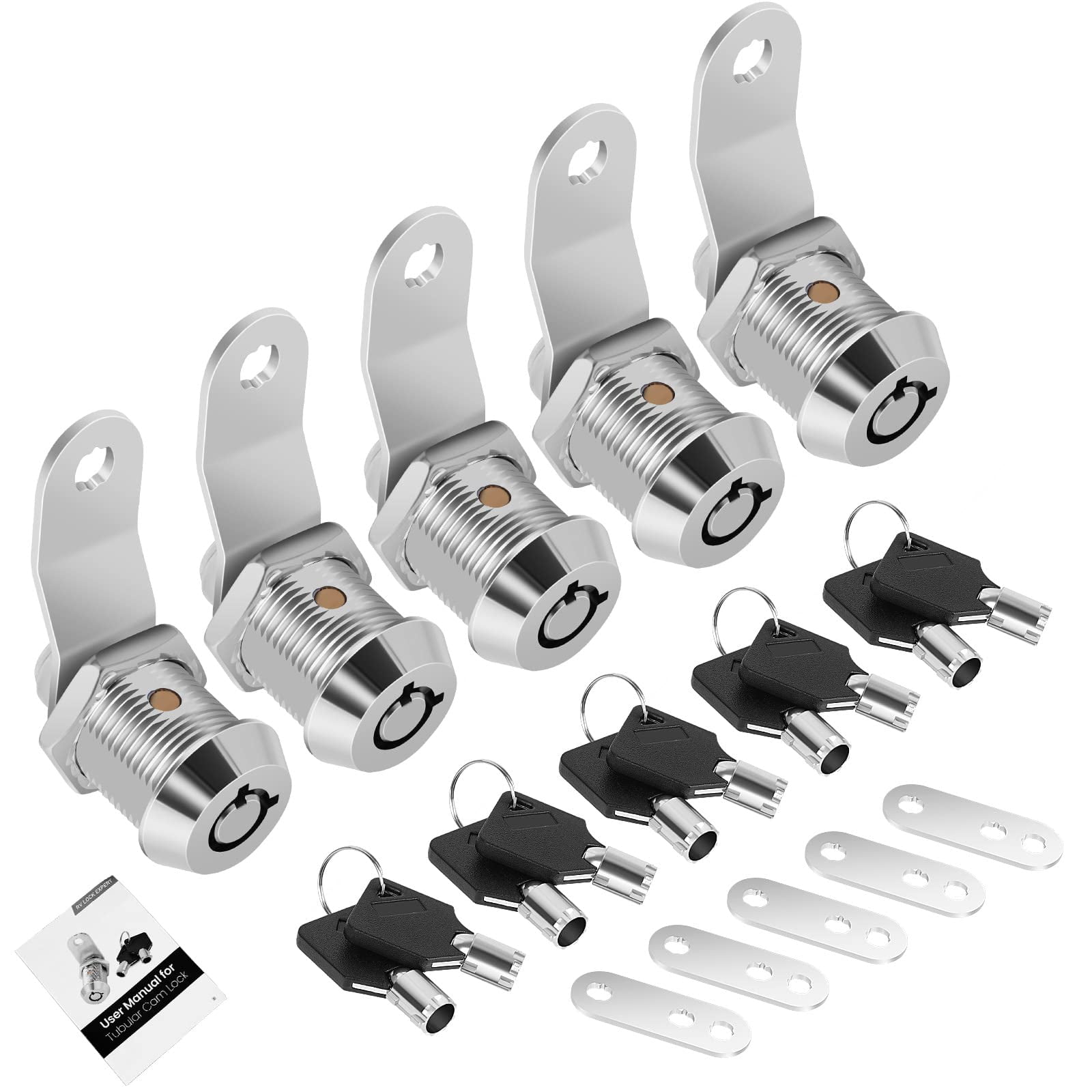 5 Pack Tool Box Lock with Keys, 5/8" Cabinet Lock Cam Lock Keyed Alike ...