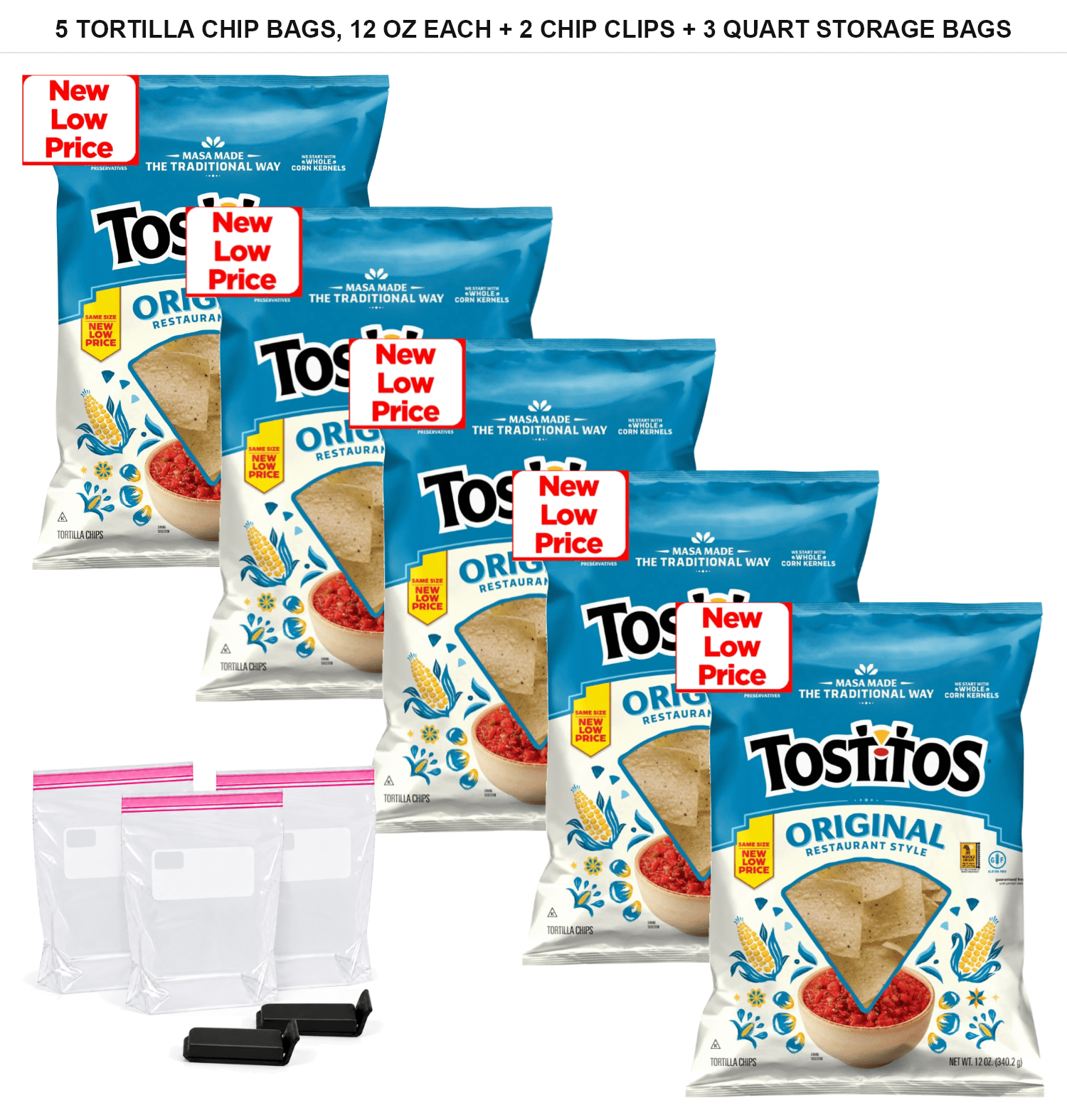 Food Storage Images 5 Pack | Tostitos Original Restaurant Style Tortilla Chips, 12 oz Each ...