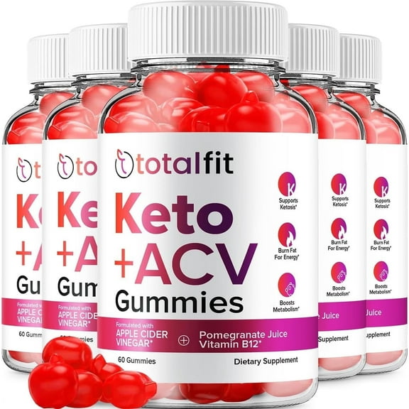5 Pack Total Fit Keto ACV Gummies - Official - Keto TotalFit ACV Advanced Formula Plus Apple Cider Vinegar Dietary Supplement B12 Beet Root Juice Men Women 300 Gummies