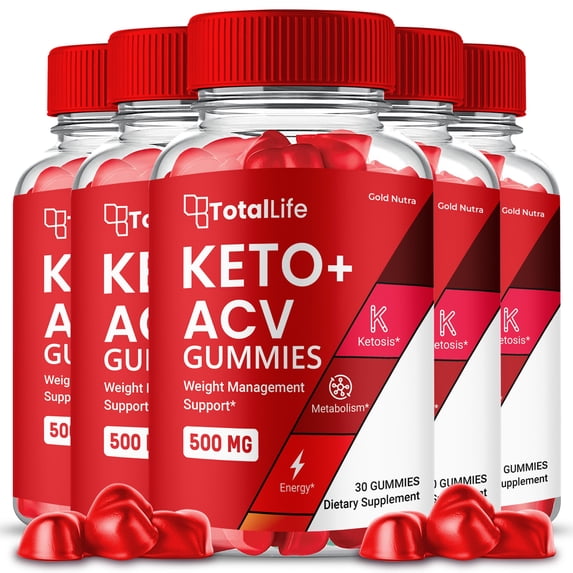 (5 Pack) TotalLife Keto ACV Gummies, Apple Cider Vinegar, Max Strength, 5 Month Supply Dietary Supplement, Made in USA