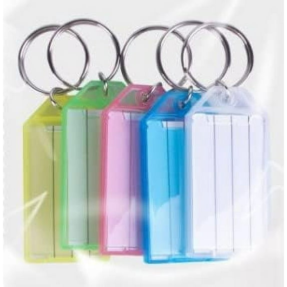 5 Pack Tough Plastic Key Tags with Split RingWindow, Keychain withKey Ring ID Tag Multi Color