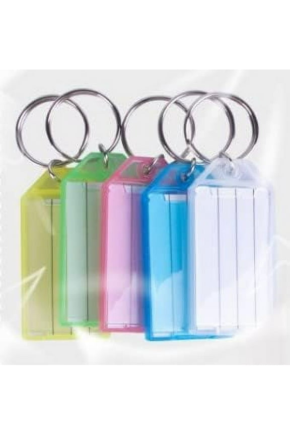 5 Pack Tough Plastic Key Tags with Split RingWindow, Keychain withKey Ring ID Tag Multi Color