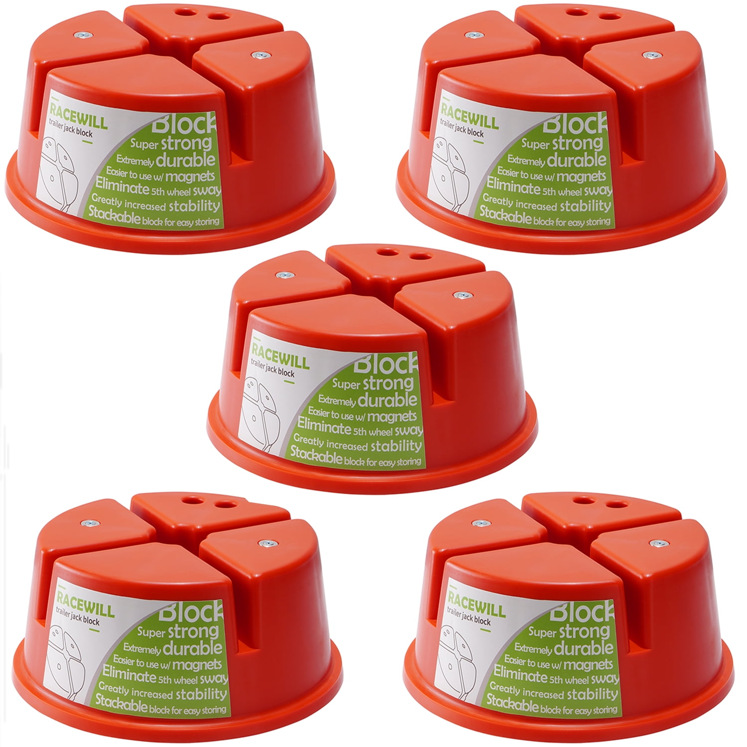 5 Pack Trailer Jack Blocks, RV Camper Stabilizer Blocks Round with