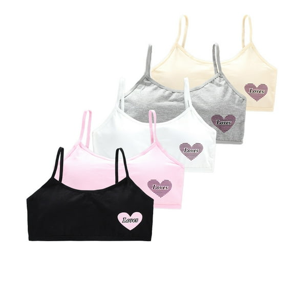 5 Pack Training Bras for Girls Cotton Bras Breathable Preteen Girl Clothes Pre Teen Bras 8-14 Years
