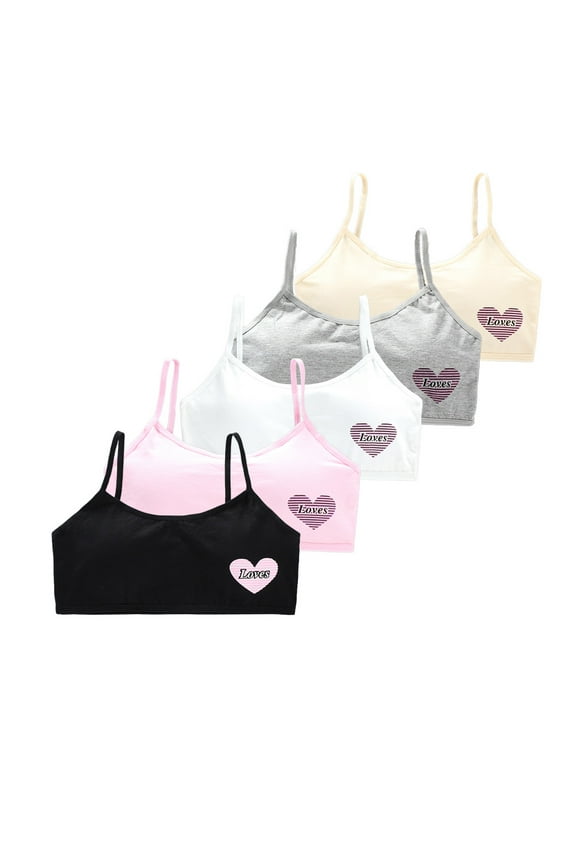 5 Pack Training Bras for Girls Seamless Adjustable Breathable Pull-On Design Tween Bra Fit for 8-14 Years Teen