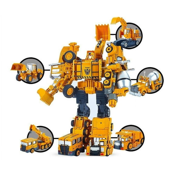 5 Pack TransTruck Transform Tractor Robot Action Figures Combine into 1 Giant...