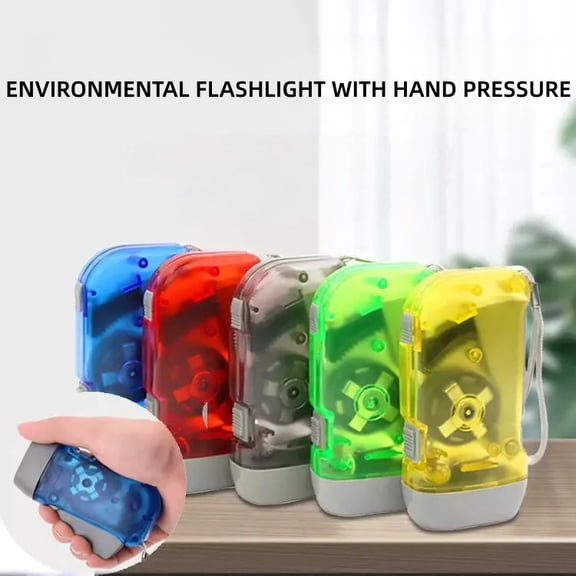 5 Pack Transparent Hand Crank Flashlight 3 Led Dynamo Handpress Powerful Emergency Light Safety Tool No Batteried Required for Camping, Hiking, Autumn and Survival (Random-color) By Vruelia