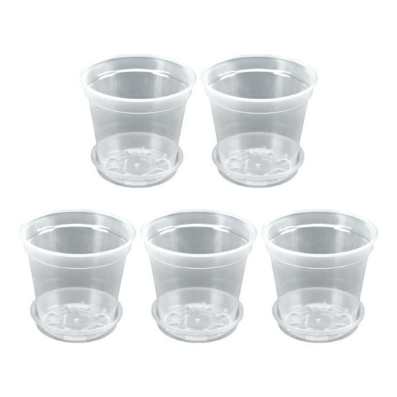5 Pack Transparent Nursery Flower Pots with Bottom Support Holes for Starting and Cultivation in Your Garden 5PCS