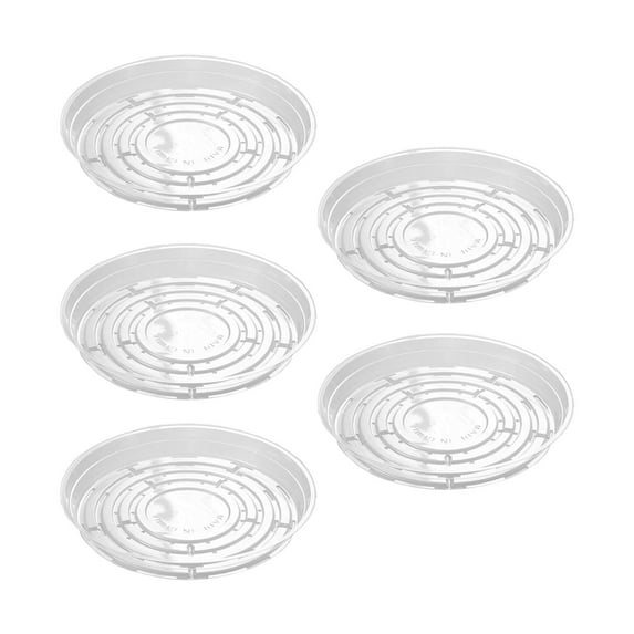 5-Pack Transparent Plastic Plant Pot Trays,Self-Watering Automatic Absorption Design,Durable & Lightweight Saucers with Drainage Holes,Ideal Indoor & Outdoor Use for Flowers & Garden Plants