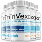 5 Pack TriVexa - Total Body Wellness - Dietary Supplement for Focus, Memory, Clarity, Energy - Advanced Cognitive Support Formula for Maximum Strength - 300 Capsules