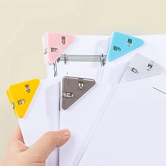 5-Pack Triangular Corner Clips, Multi-Color Document Organizer, Anti-Roll Page Markers for Papers